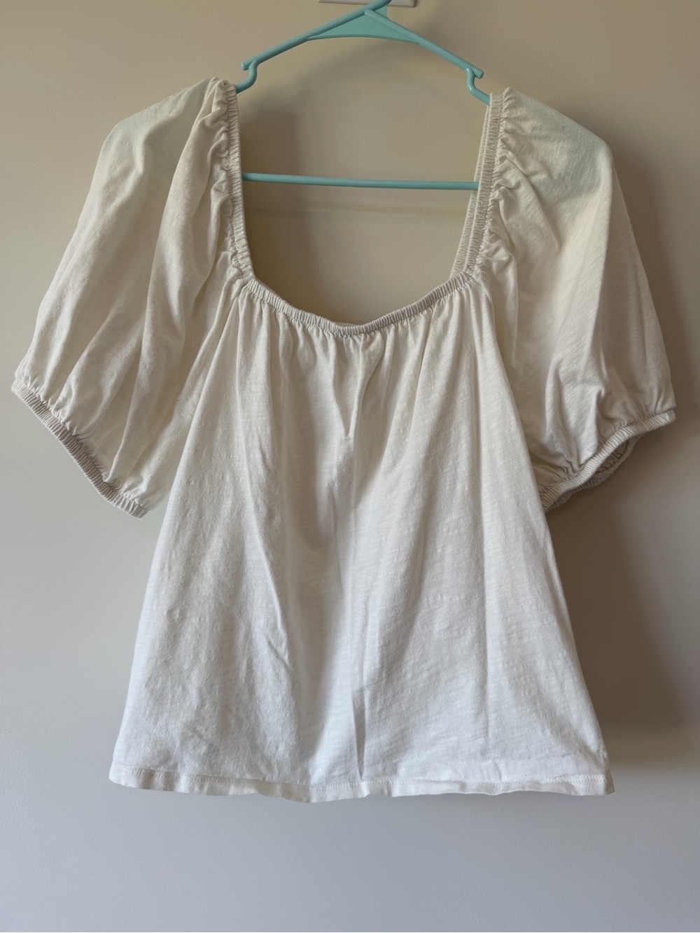 Old Navy XL White Square Neck Puff Sleeve Cottagecore Blouse Top